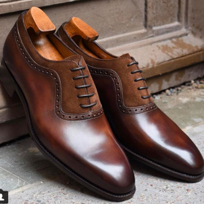 Handmade Derby Shoes, Brown Two Tone Leather Shoes, Men Formal Shoes 