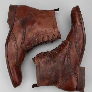 Handmade Wing Tip Lace Up Boot, Men's Brown Leather Ankle Boot, Men Dress formal Boot
