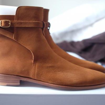 Handmade Men jodhpurs Tan Brown Suede Leather Sole Boots Fashion Boot 