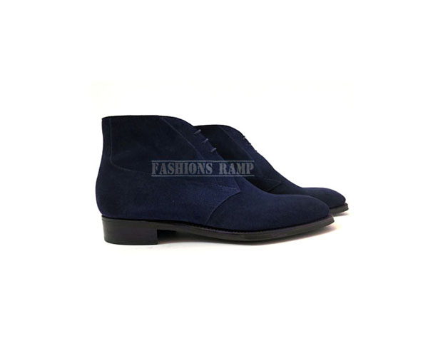 navy blue suede chukka boots