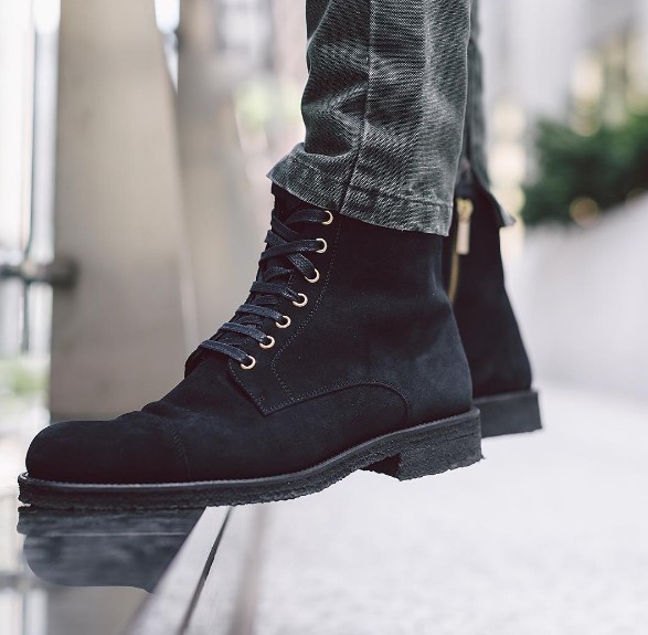 black suede boots mens outfit