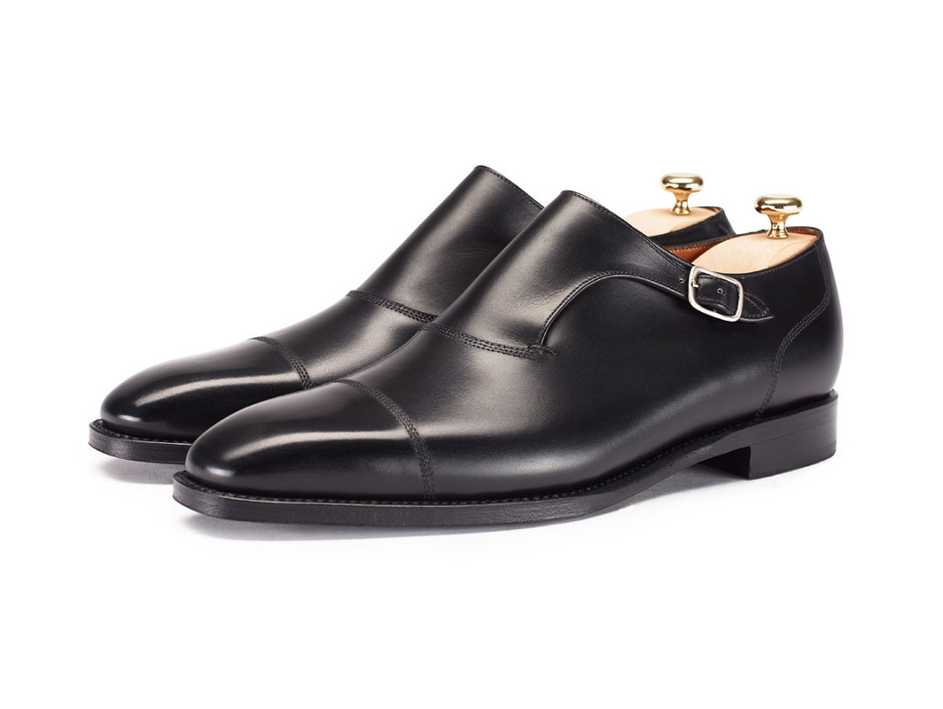 black single monk strap shoes