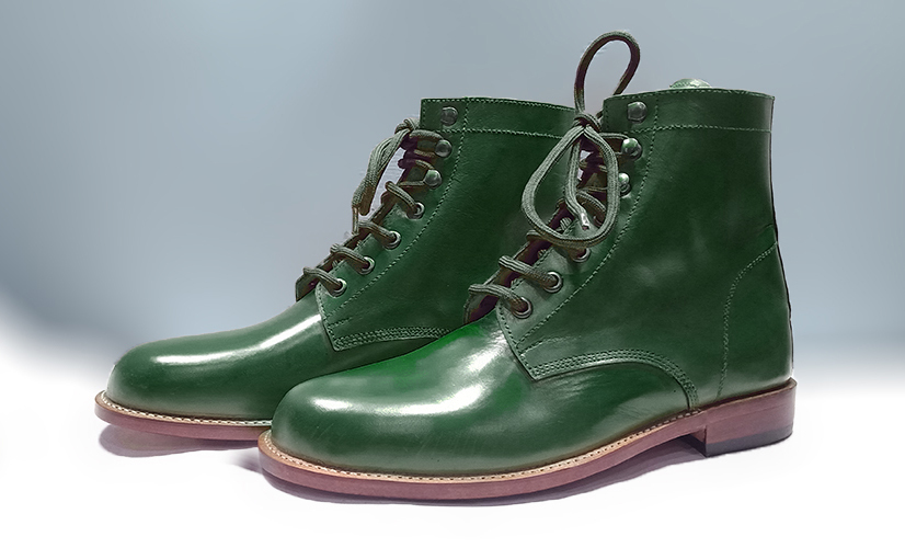 leather green boots