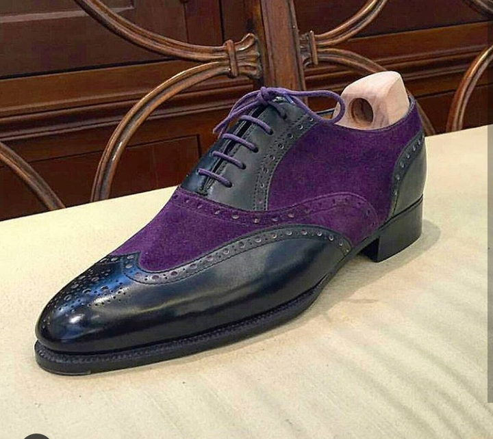 Purple Color Leather Suede Shoes 