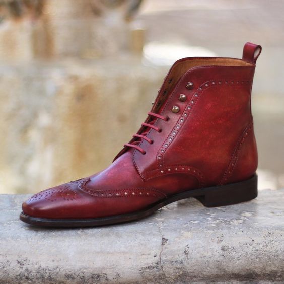 mens burgundy dress boots