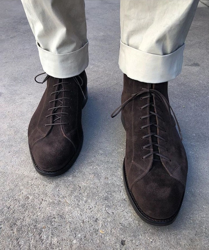 Handmade Dark Brown Suede Shoes, Men's 