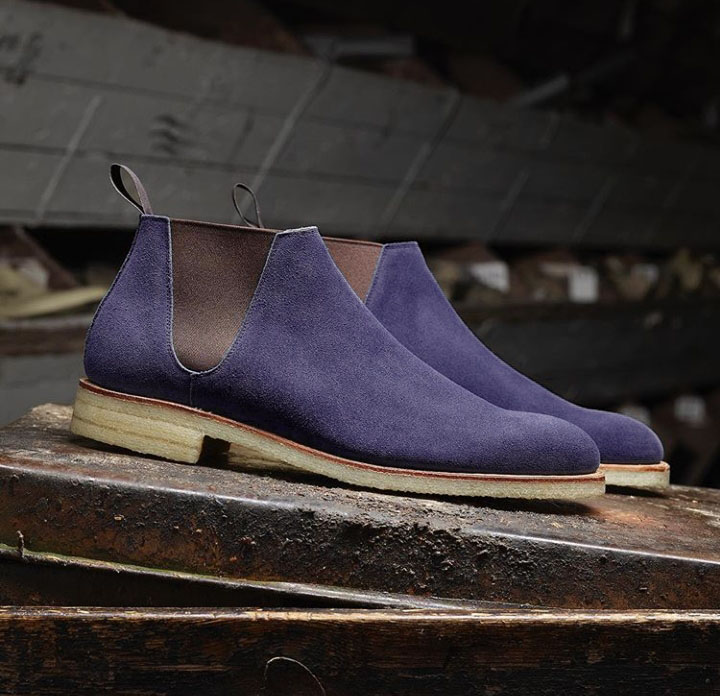 purple chelsea boots mens