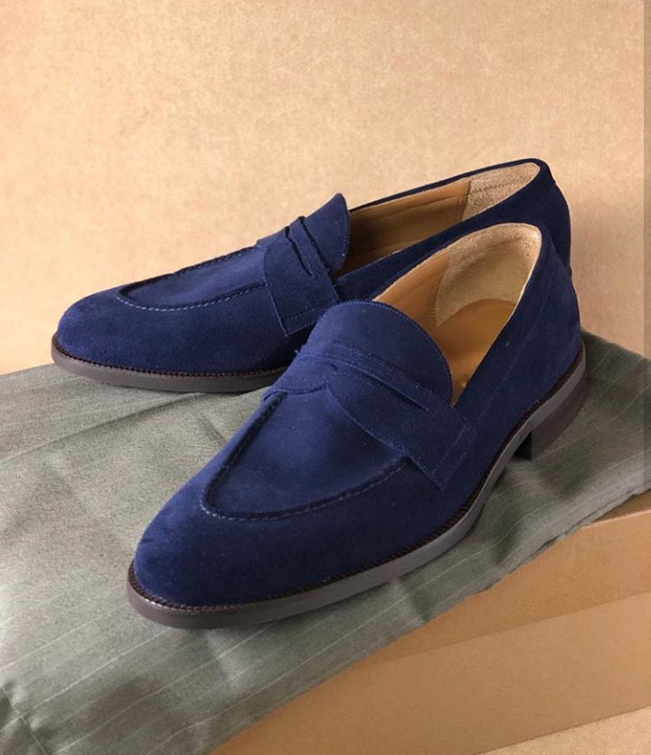 navy slip on loafers