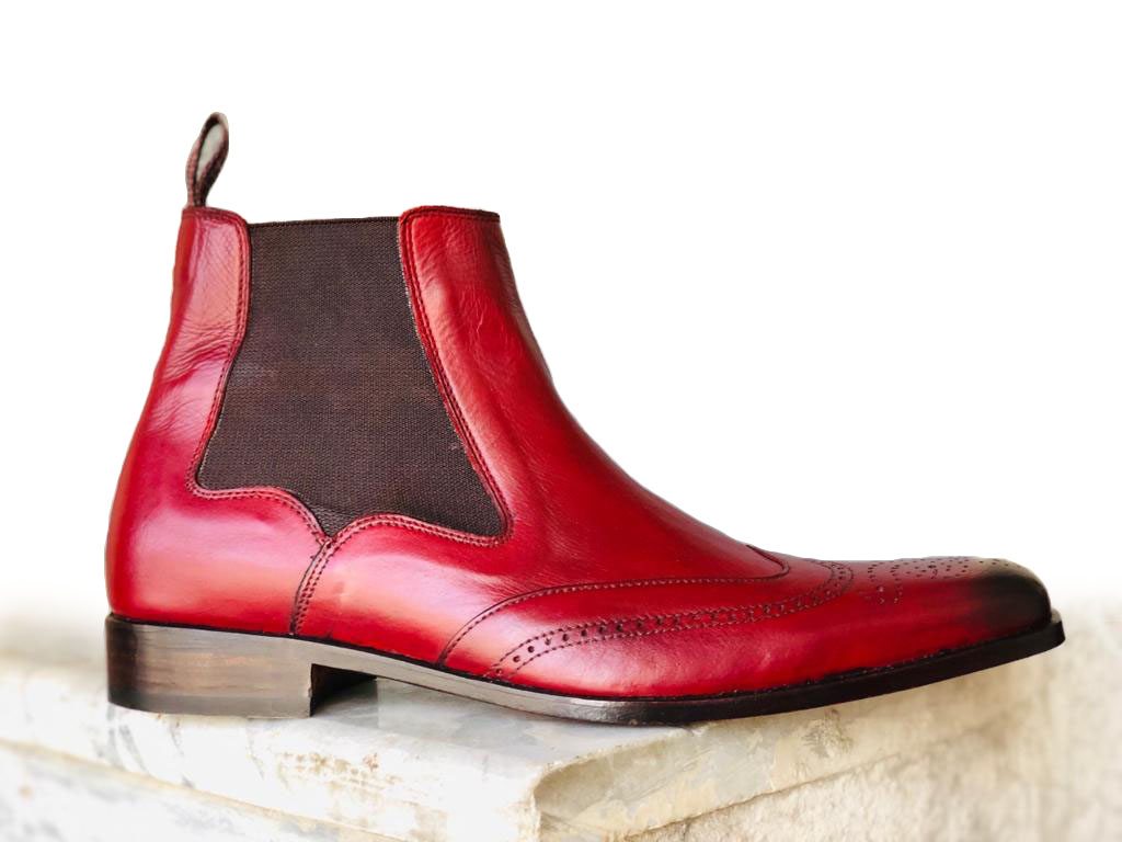 Burgundy Chelsea Leather Boots Mens Shoes Dress Fashion Boots Designer ...