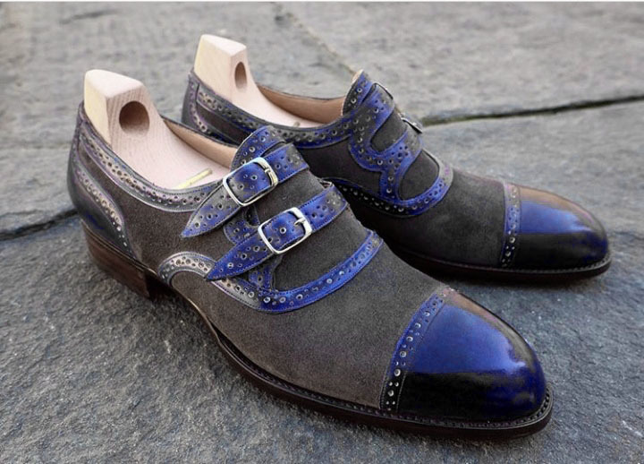 mens blue monk strap shoes