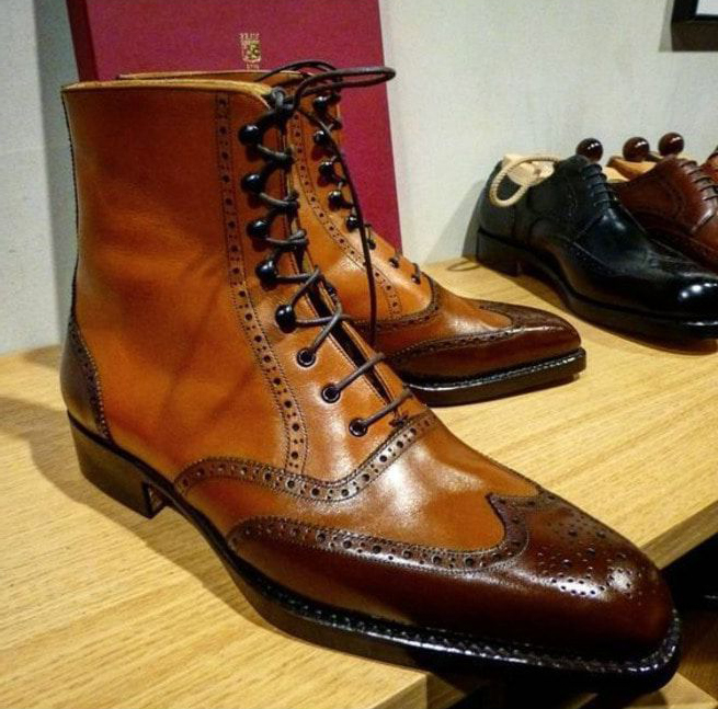 brogue lace up boots
