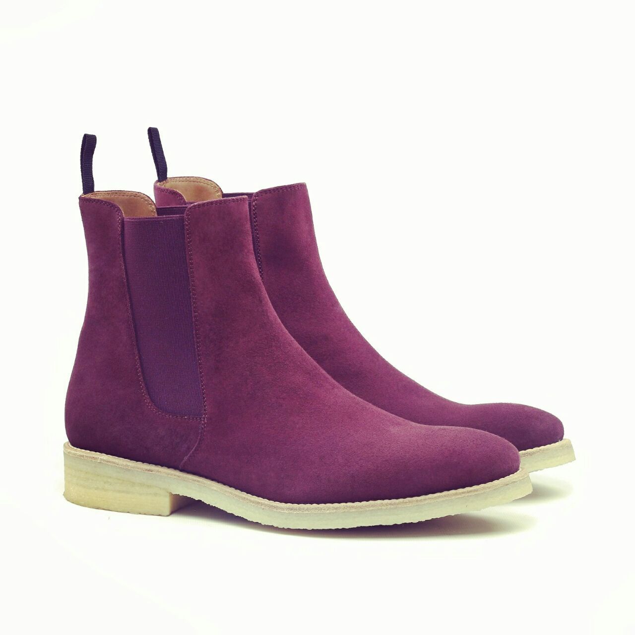 Handmade Men Purple Suede Leather Boot 