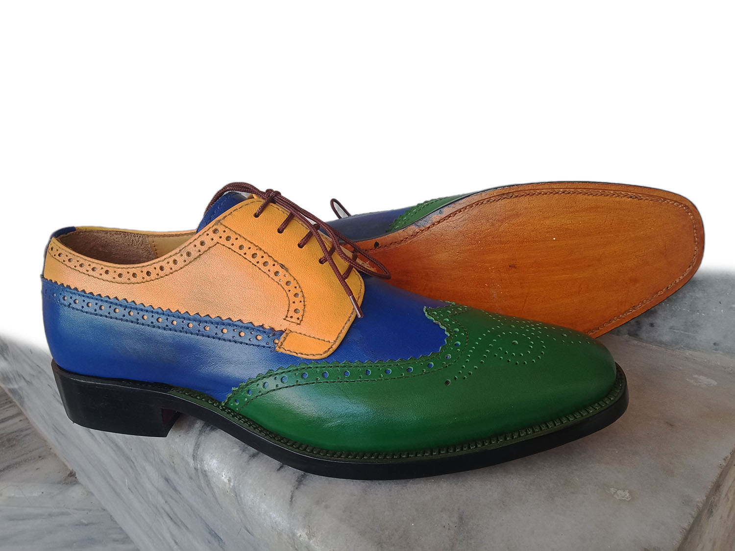 multicolor wingtip shoes