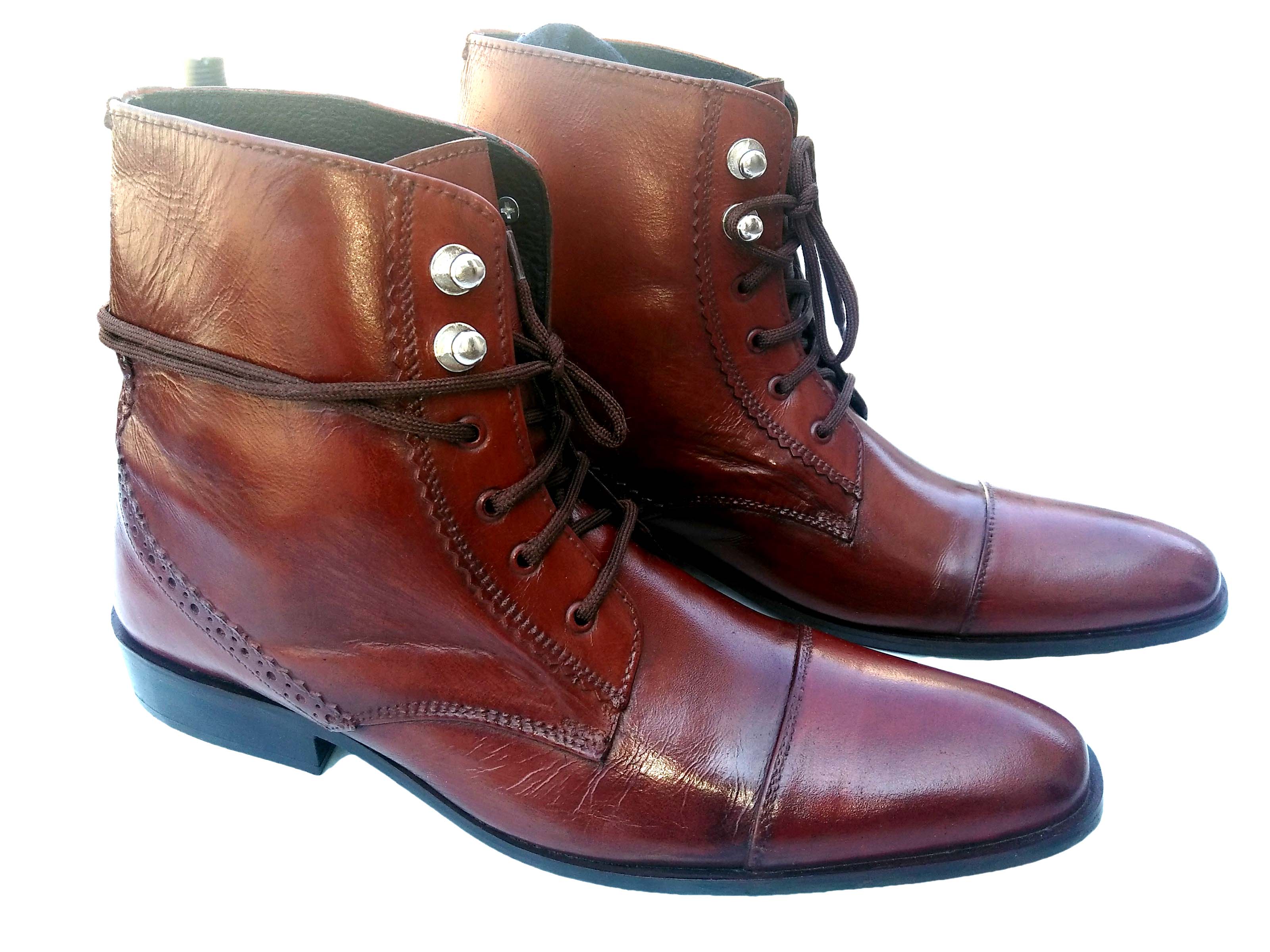 Brown leather lace up boots
