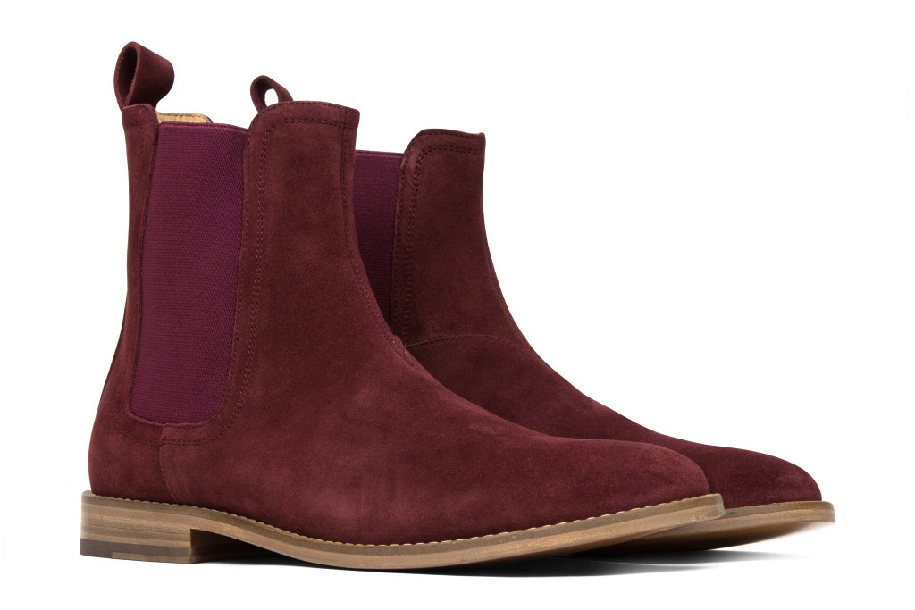 burgundy suede chelsea boots mens